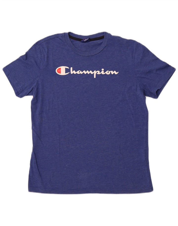 CHAMPION Herren-T-Shirt mit Grafik, mittelblaue Baumwolle