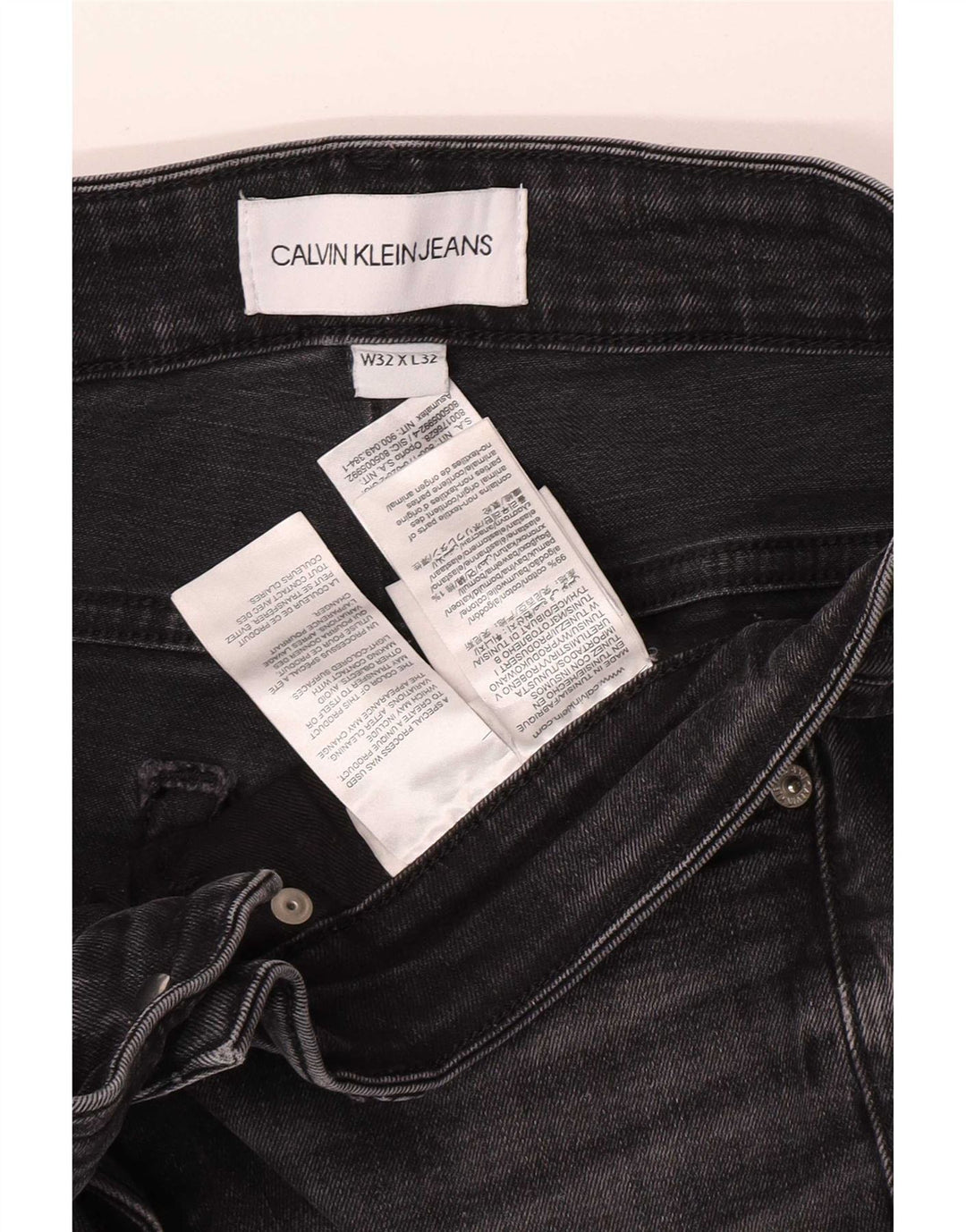 Calvin Klein Herren Slim Jeans W32 L32 Graue Baumwolle