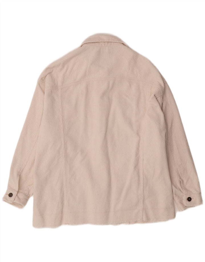 ZARA Damen Übergroße Cordjacke UK 16 Große cremefarbene Baumwolle