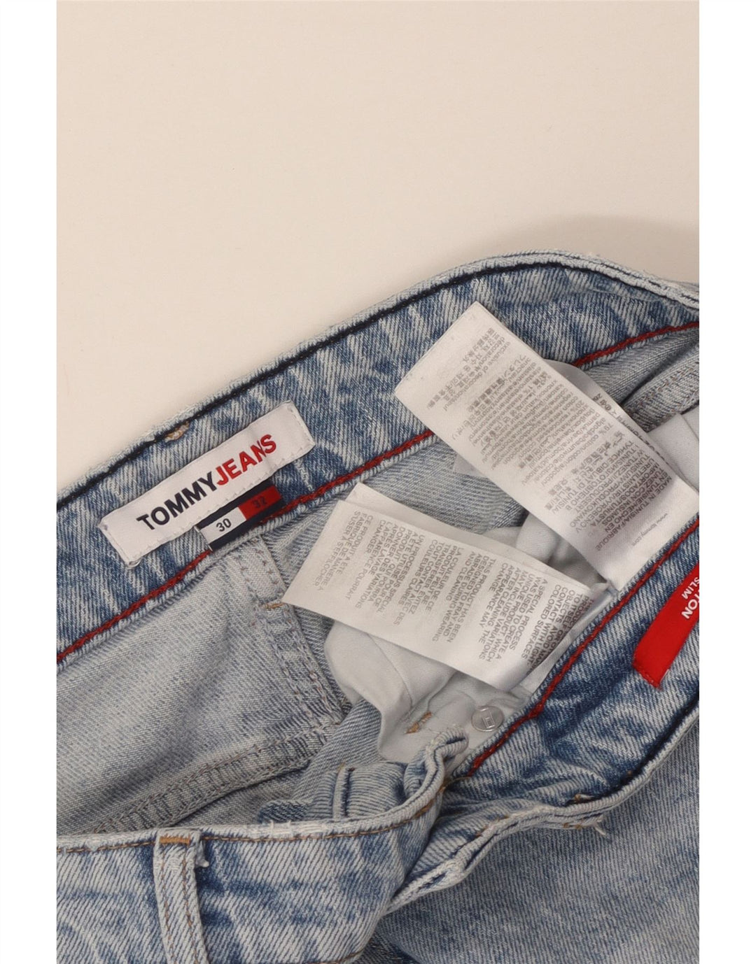 TOMMY HILFIGER Herren Distressed Slim Jeans W30 L32 Blaue Baumwolle