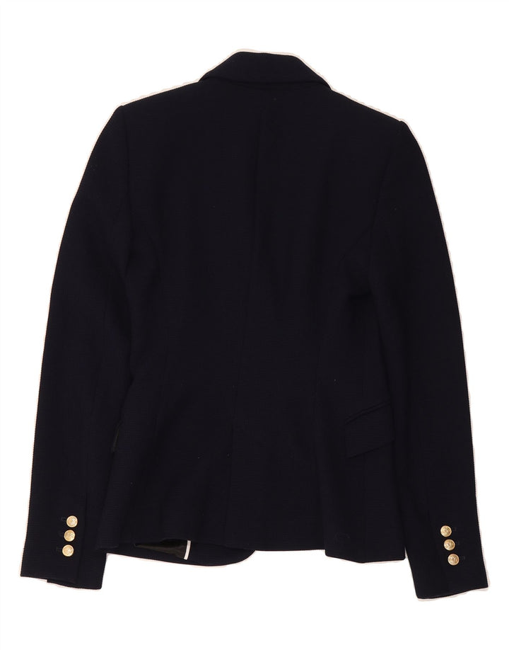 ZARA Womens 1 Button Blazer Jacket UK 6 XS Navy Blue Polyester Vintage Zara and Second-Hand Zara from Messina Hembry 