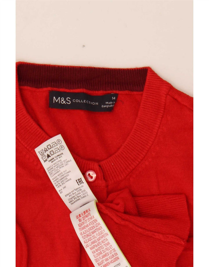 Marks & Spencer Damen Crop Cardigan Pullover UK 14 Mittelrote Viskose