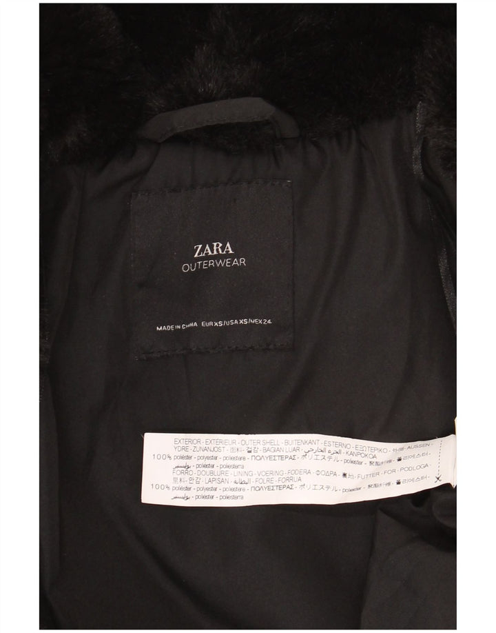 Zara Damen Kunstpelzjacke UK 6 XS Schwarz Polyester