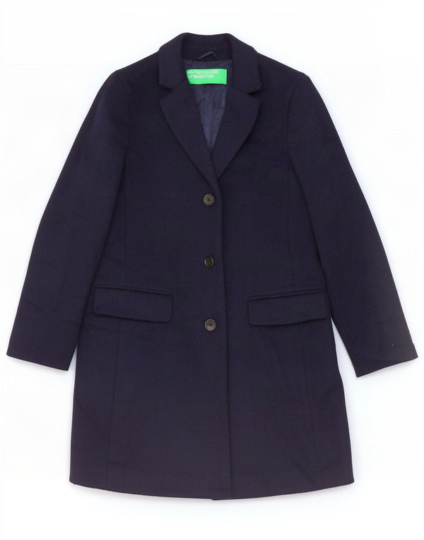 Benetton Damenmantel UK 8 Small Marineblaue Wolle