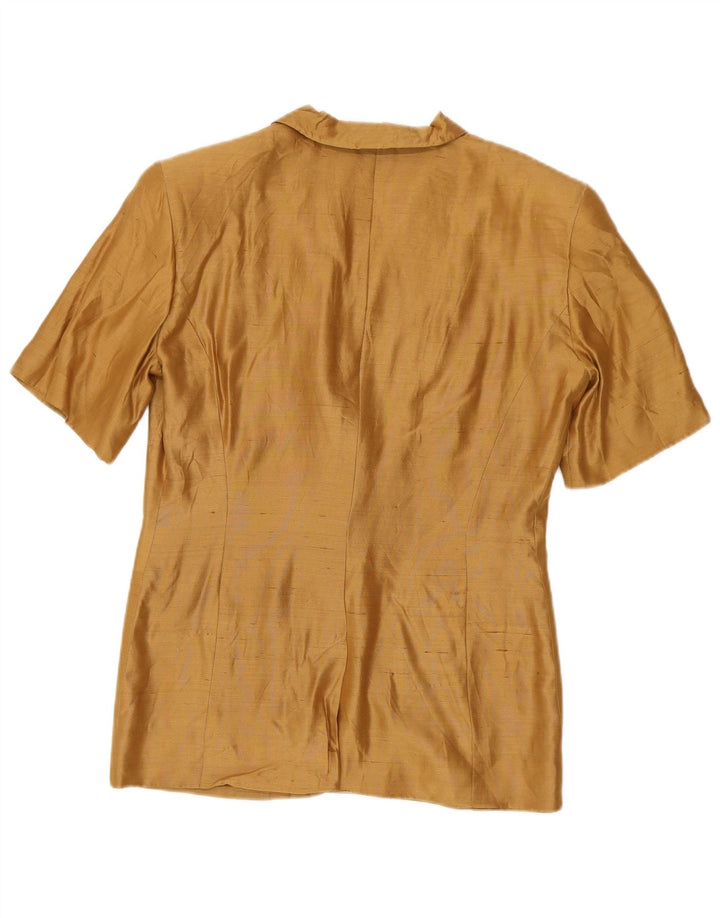 Max Mara Damen Kurzarm-Hemdbluse UK 12 Mittelbraune Seide