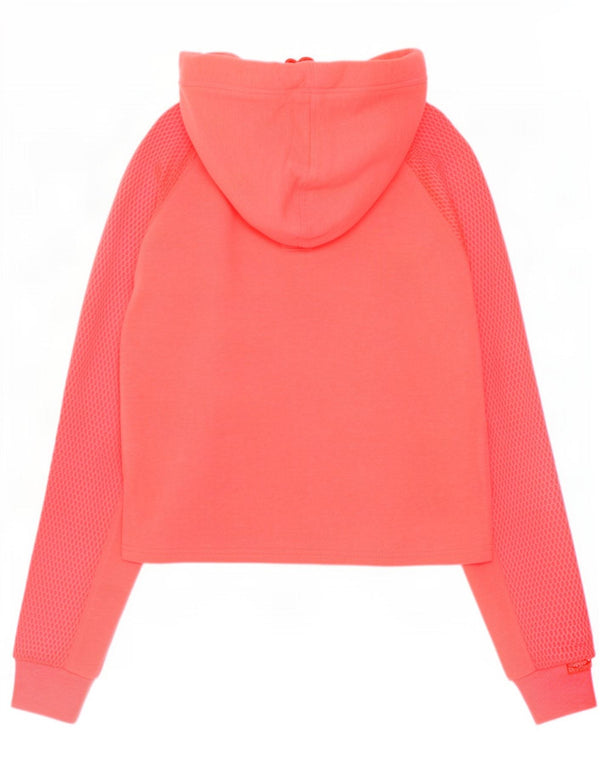 Superdry Damen Crop Graphic Hoodie Pullover UK 12 Mittelrosa Polyester