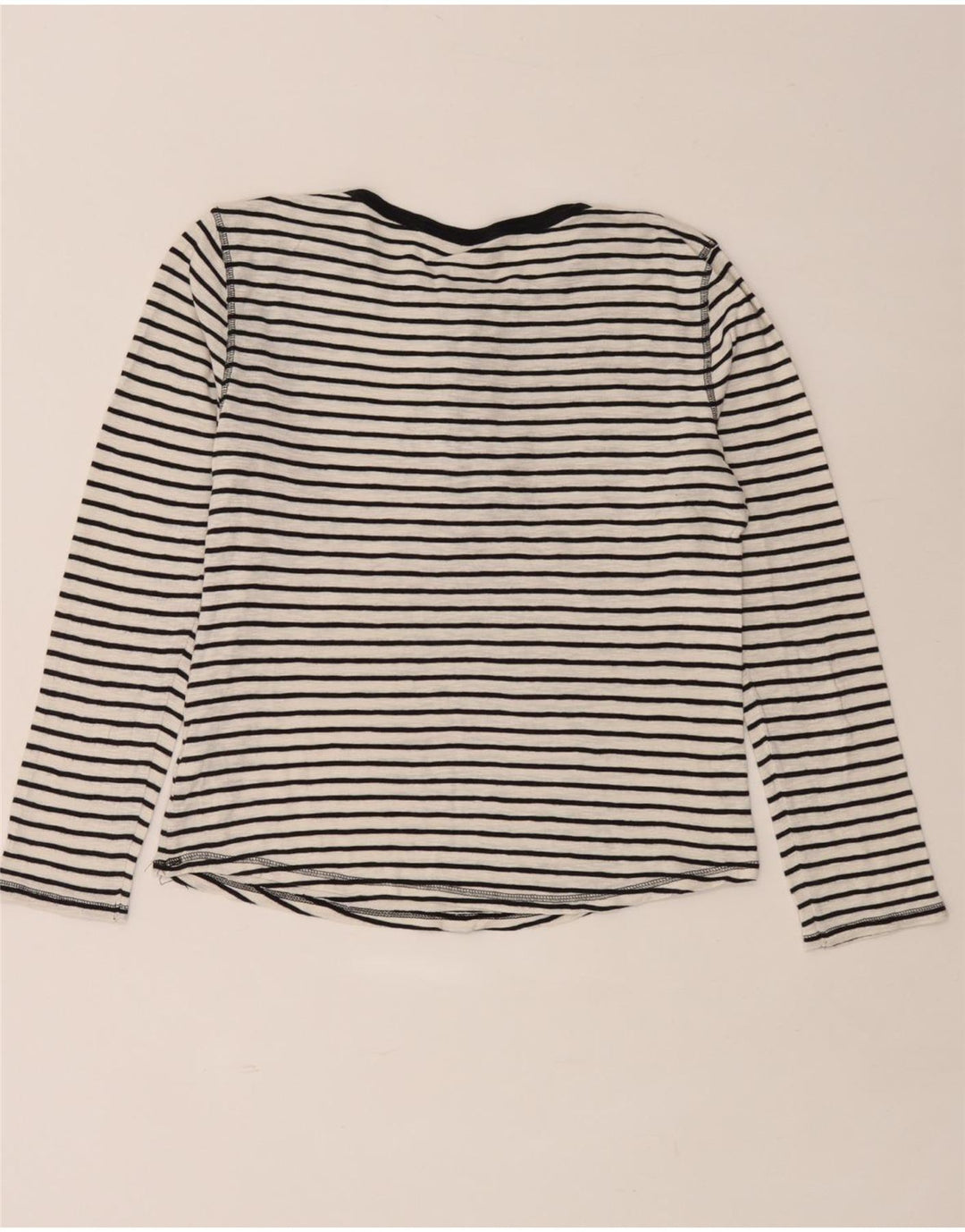 Marks & Spencer Damen Top Langarm UK 14 Mittelweiß gestreift Baumwolle