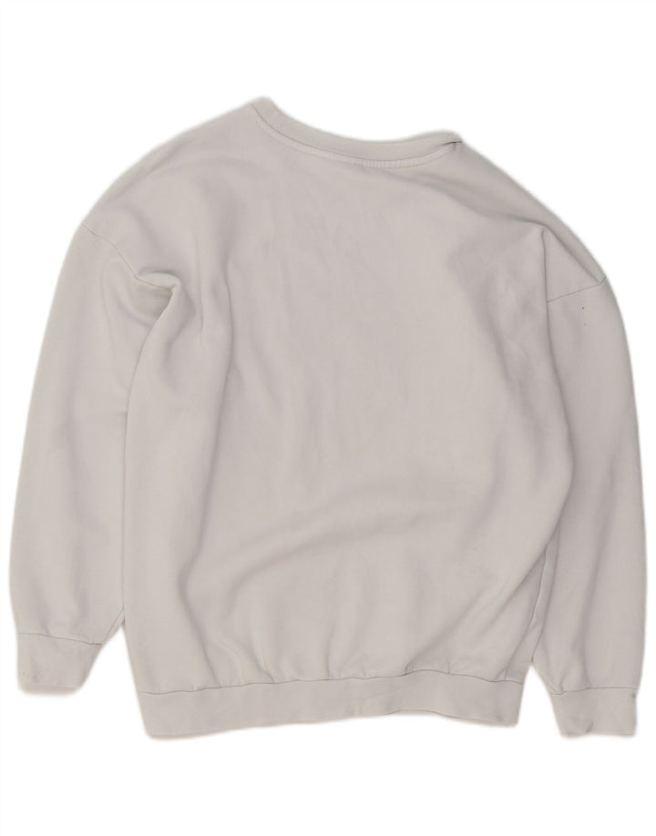 Adidas übergroßer Damen-Sweatshirt-Pullover, UK 14, mittelweiße Baumwolle