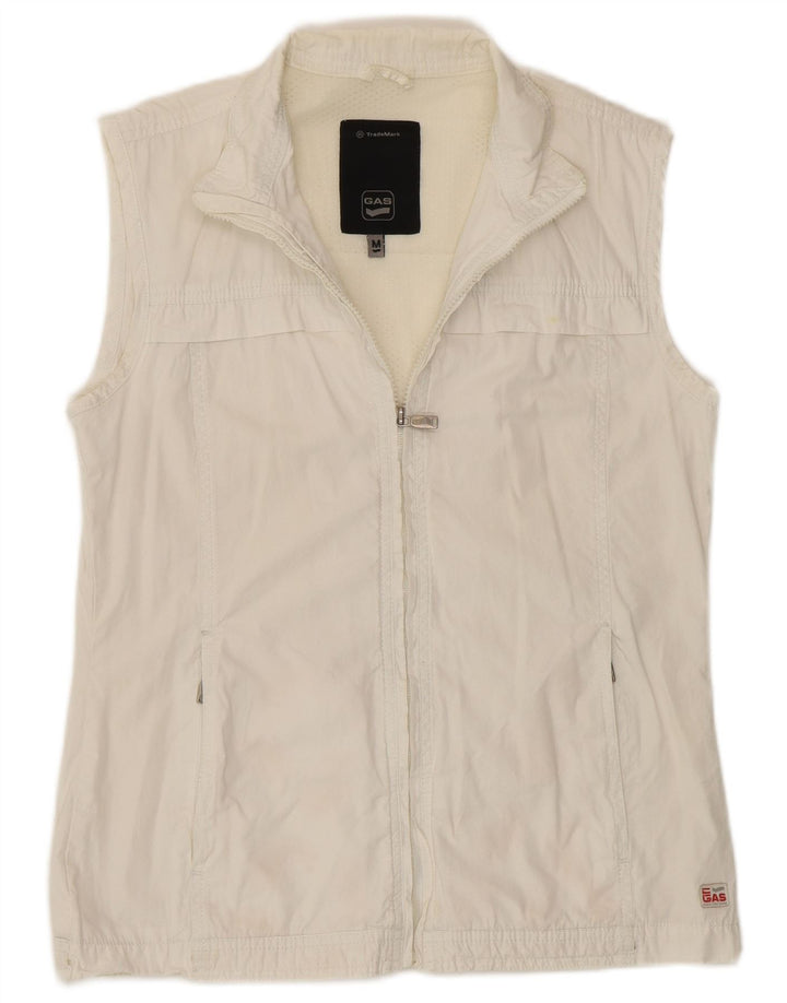 Gas Damen-Trainingsanzug, ärmellos, Jacke, UK 14, mittelweiß, Baumwolle