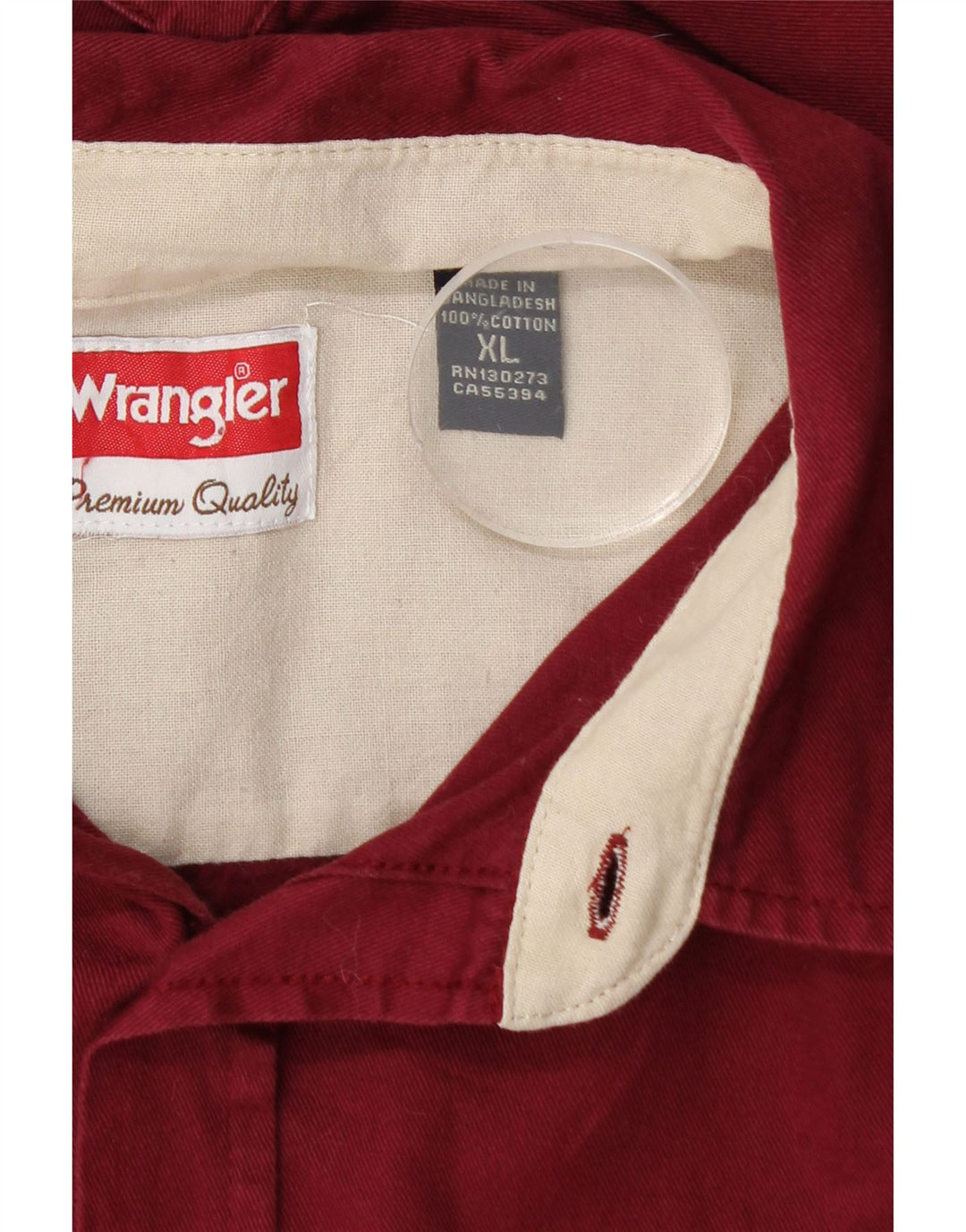 Wrangler Herrenhemd XL Burgunderrot aus Baumwolle