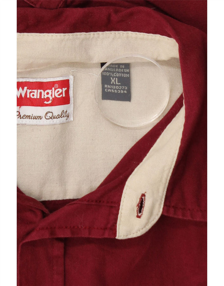 Wrangler Herrenhemd XL Burgunderrot aus Baumwolle