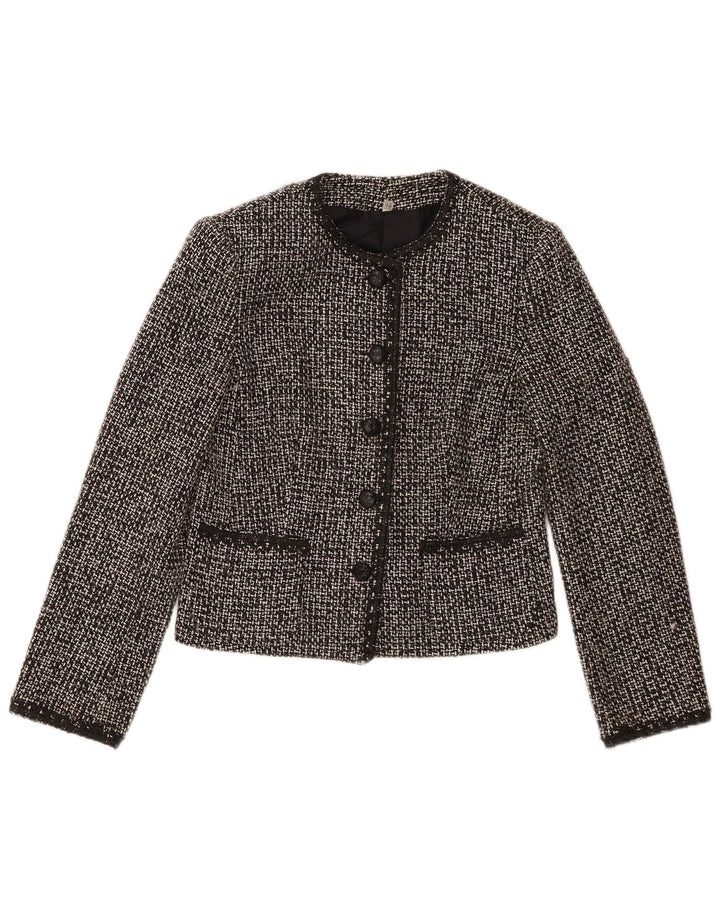 Vintage Damen 5-Knopf-Blazerjacke IT 44 Mittelschwarz