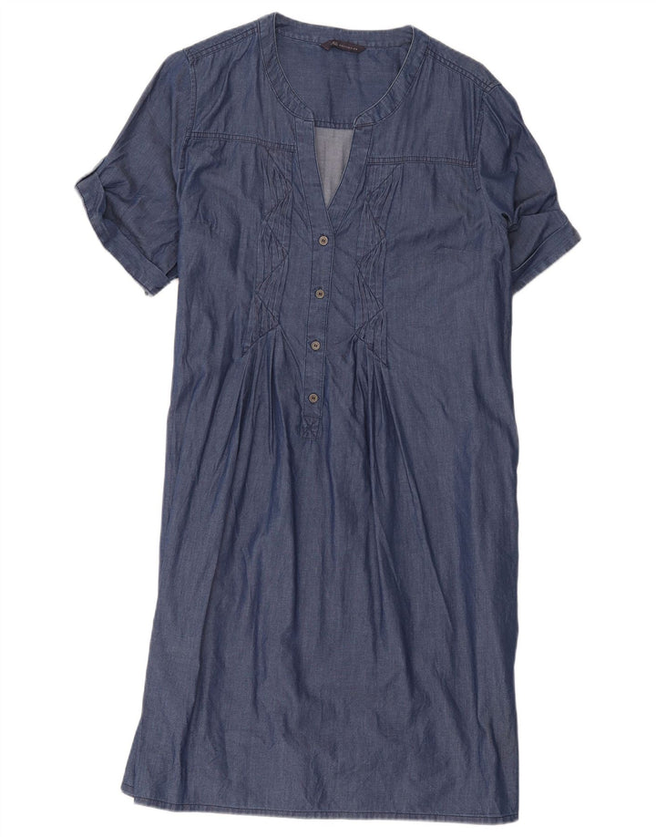 Marks & Spencer Damen Pullover-Hemdkleid UK 16 Large Blaue Baumwolle