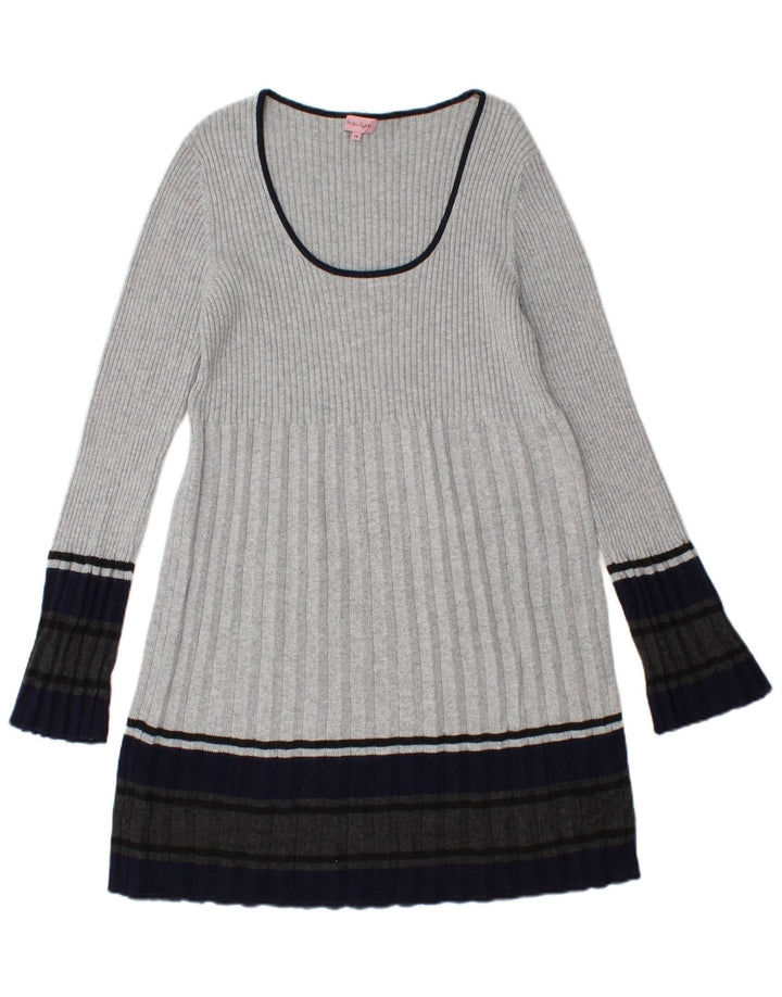 Phase Eight Damen Pulloverkleid UK 14 Mittelgraue Colourblock-Baumwolle