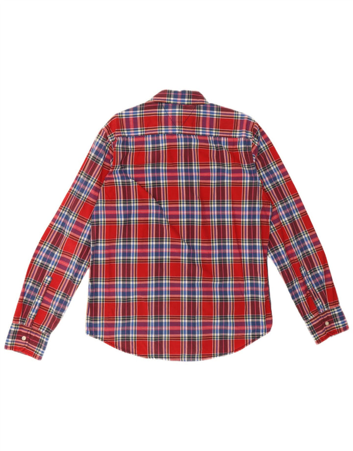 Tommy Hilfiger Herrenhemd, groß, rot kariert, Baumwolle
