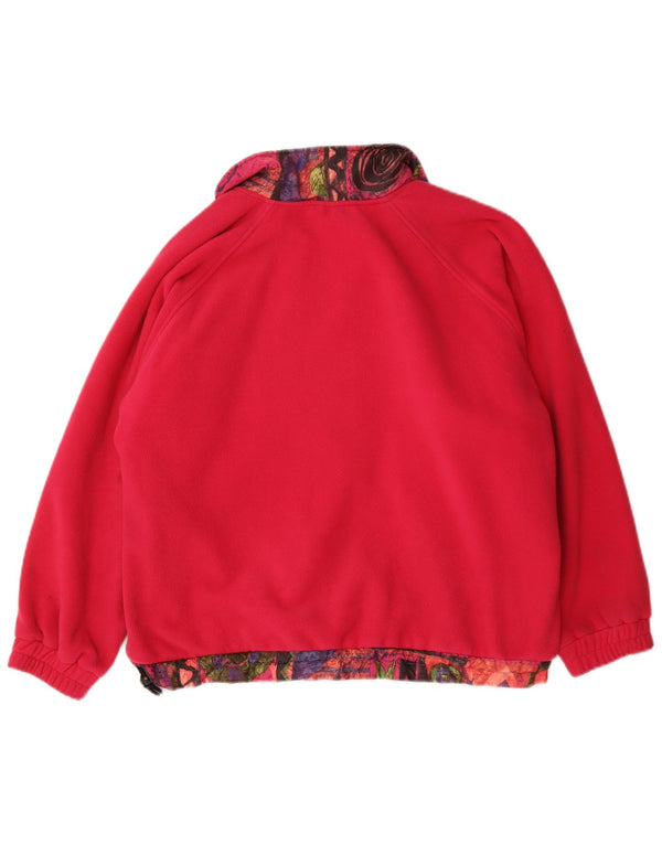 Vintage Damen Übergroßer Fleece-Pullover mit Reißverschluss, UK 14, mittelrosa, geometrisch