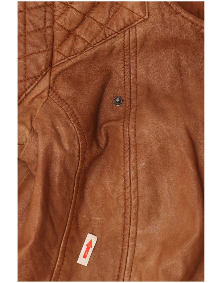 Esprit Damen Lederjacke UK 10 Small Braunes Leder