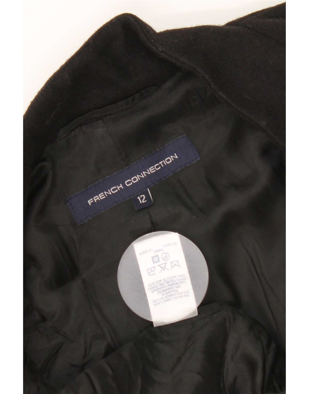 French Connection Damen Übergroßer Mantel UK 12 Mittelschwarze Wolle