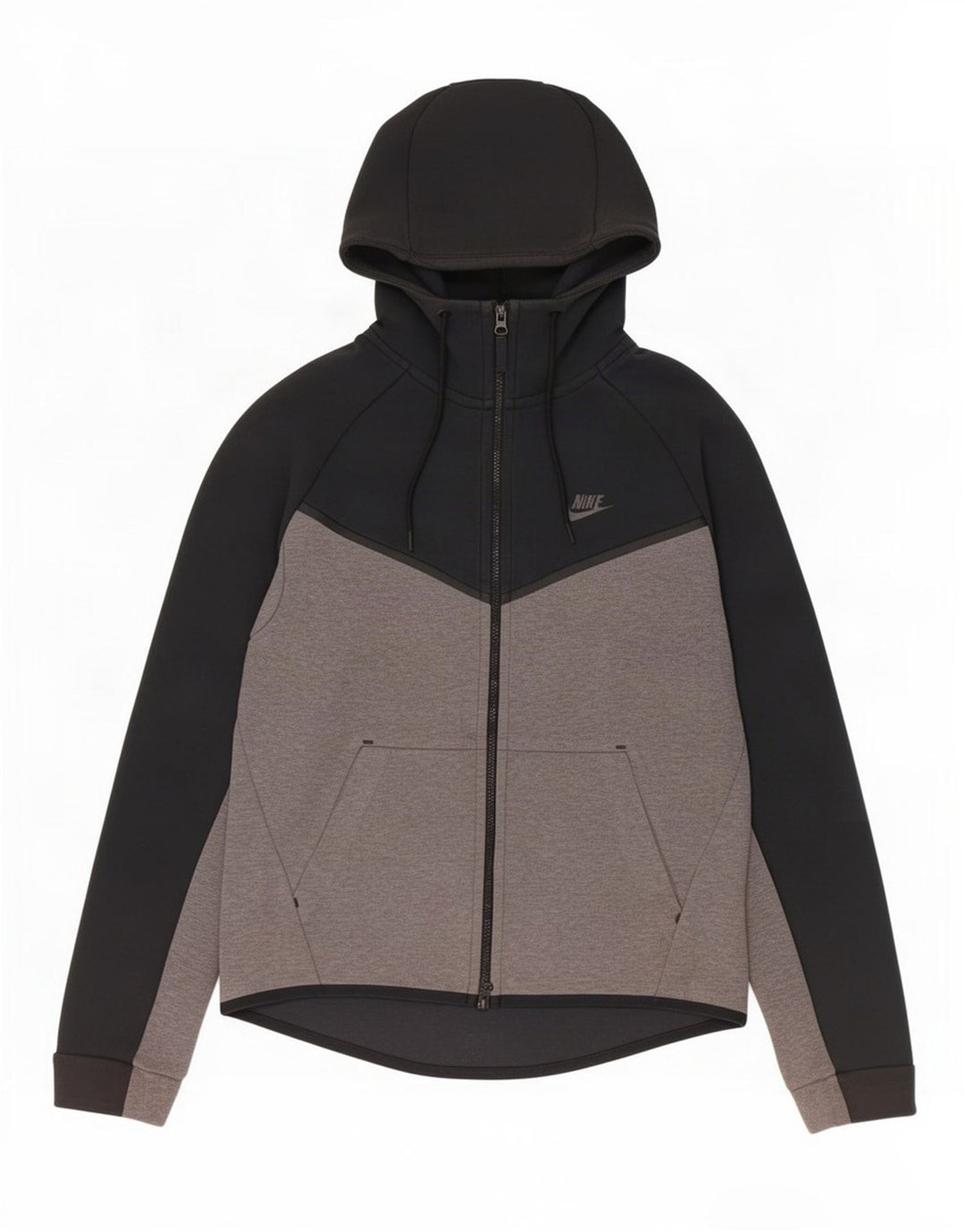 Nike Herren-Kapuzenpullover mit Reißverschluss, Mittelschwarz, Colourblock-Baumwolle