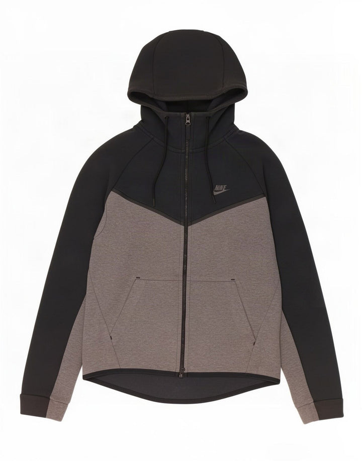 Nike Herren-Kapuzenpullover mit Reißverschluss, Mittelschwarz, Colourblock-Baumwolle