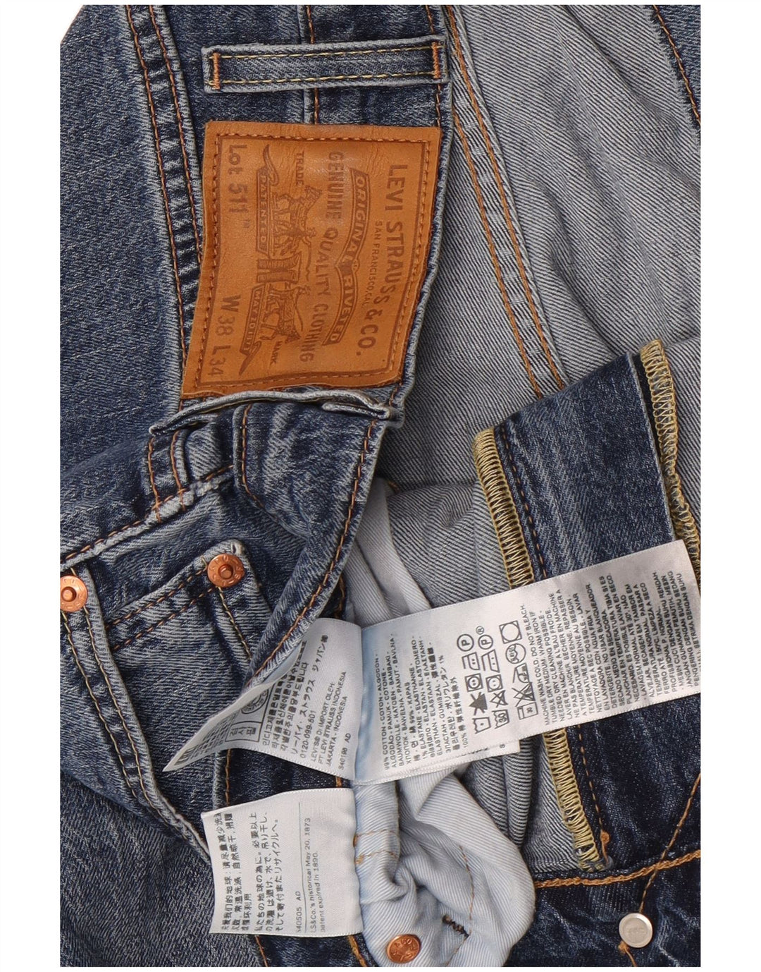 Levi's Herren 511 Slim Jeans W38 L26 Blaue Baumwolle