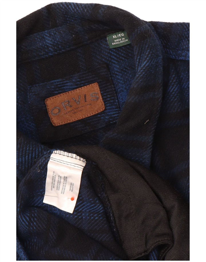 Orvis Herren-Flanellhemd XL, marineblau, kariert, Baumwolle