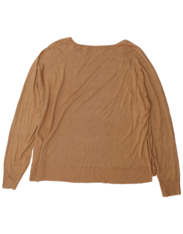 Zara Damen-Pullover mit U-Boot-Ausschnitt, Gr. 18, XL, braune Viskose