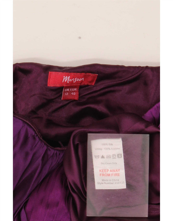 Trägerloses Damenkleid von Monsoon, UK 12, Mittelviolett, Farbblock-Seide