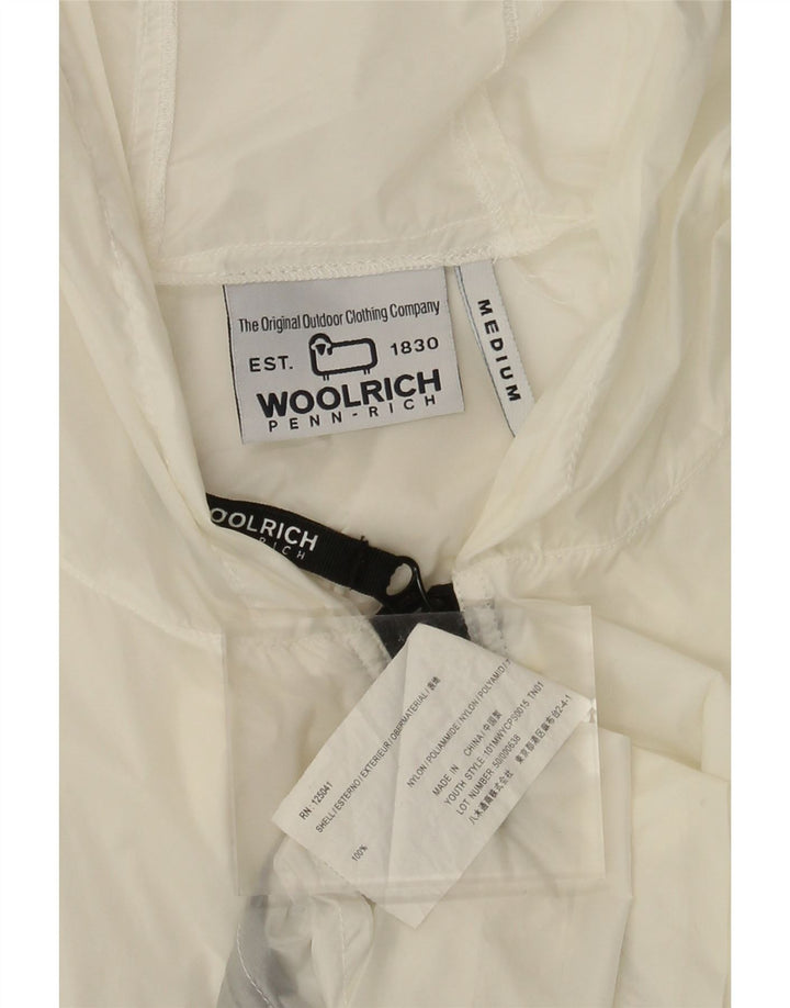 Woolrich Damen-Regenjacke mit Kapuze, UK 14, mittelweißes Nylon