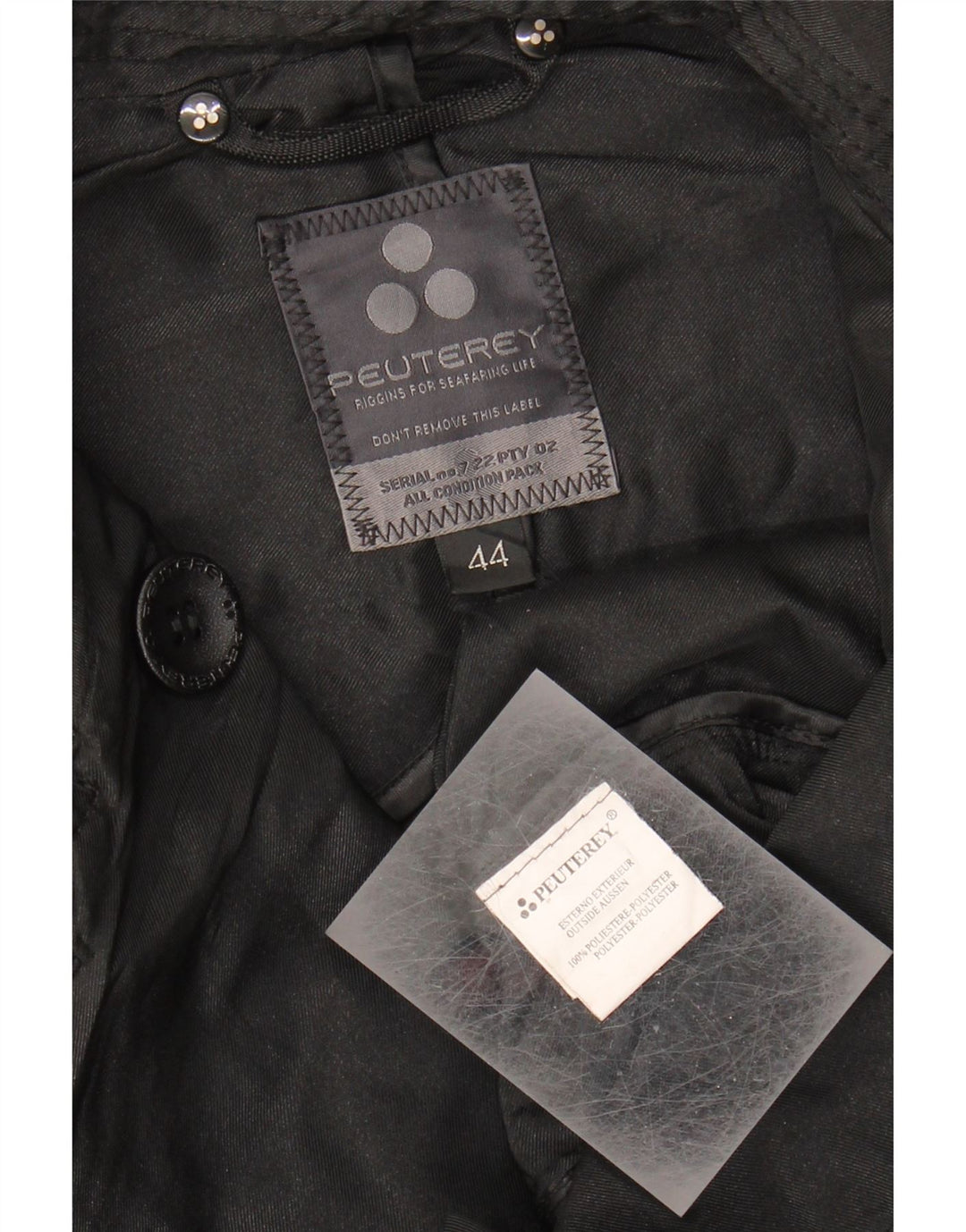 PEUTEREY Womens Overcoat IT 44 Medium Black Polyester Vintage PEUTEREY and Second-Hand PEUTEREY from Messina Hembry 