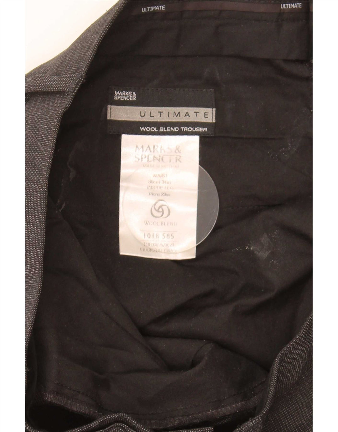 Gerade Herren-Anzughose von Marks & Spencer, W34, L29, grau, Polyester