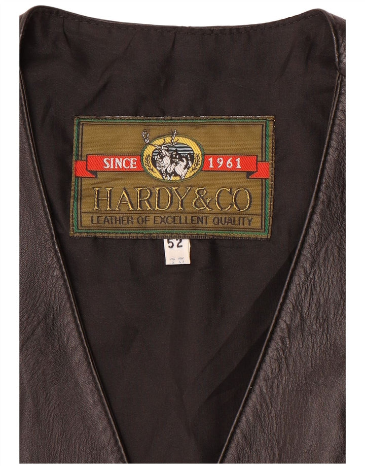 Vintage Herren Lederweste IT 52 Großes schwarzes Leder