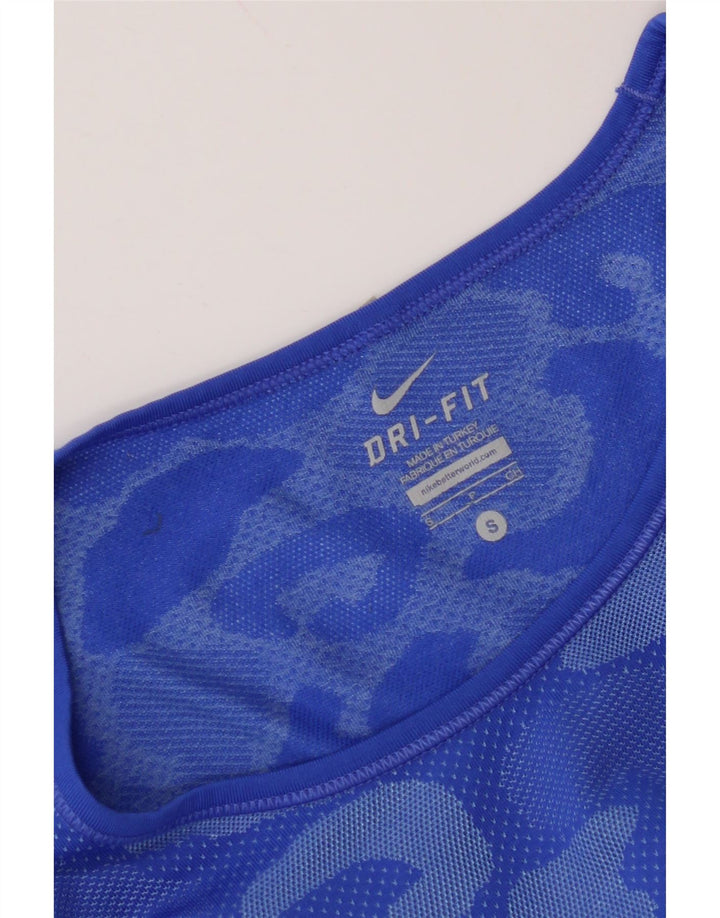 NIKE Damen Dri Fit T-Shirt Top UK 10 Small Blue Camouflage