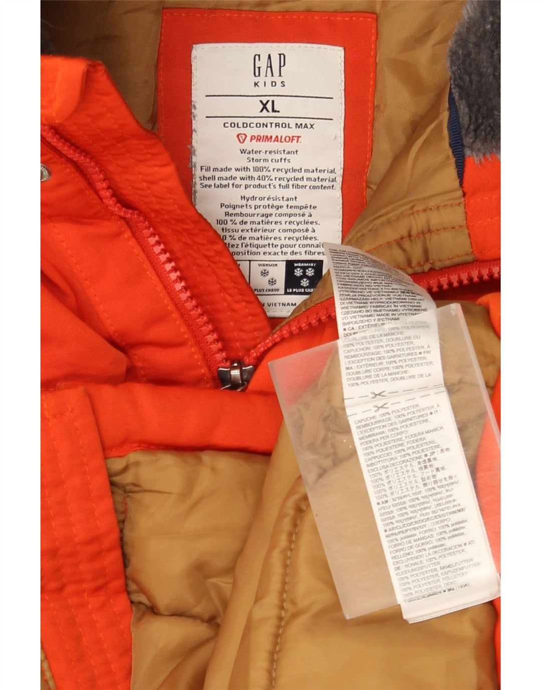 GAP Parka-Jacke mit Kapuze für Jungen, 11–12 Jahre, XL, orangefarbenes Polyester