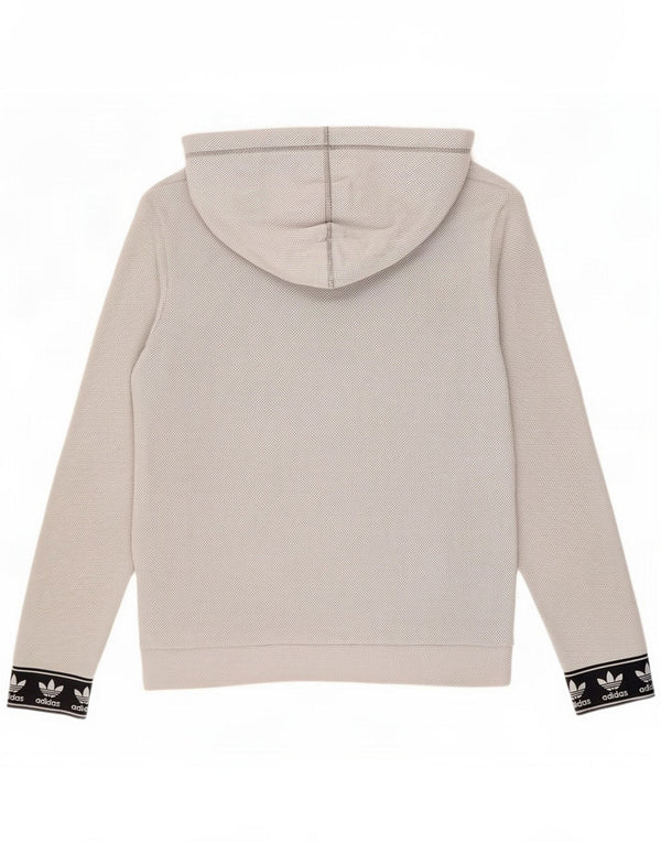 Adidas Womens Graphic Hoodie Jumper UK 10 Small Grey Meled Cotton Sports