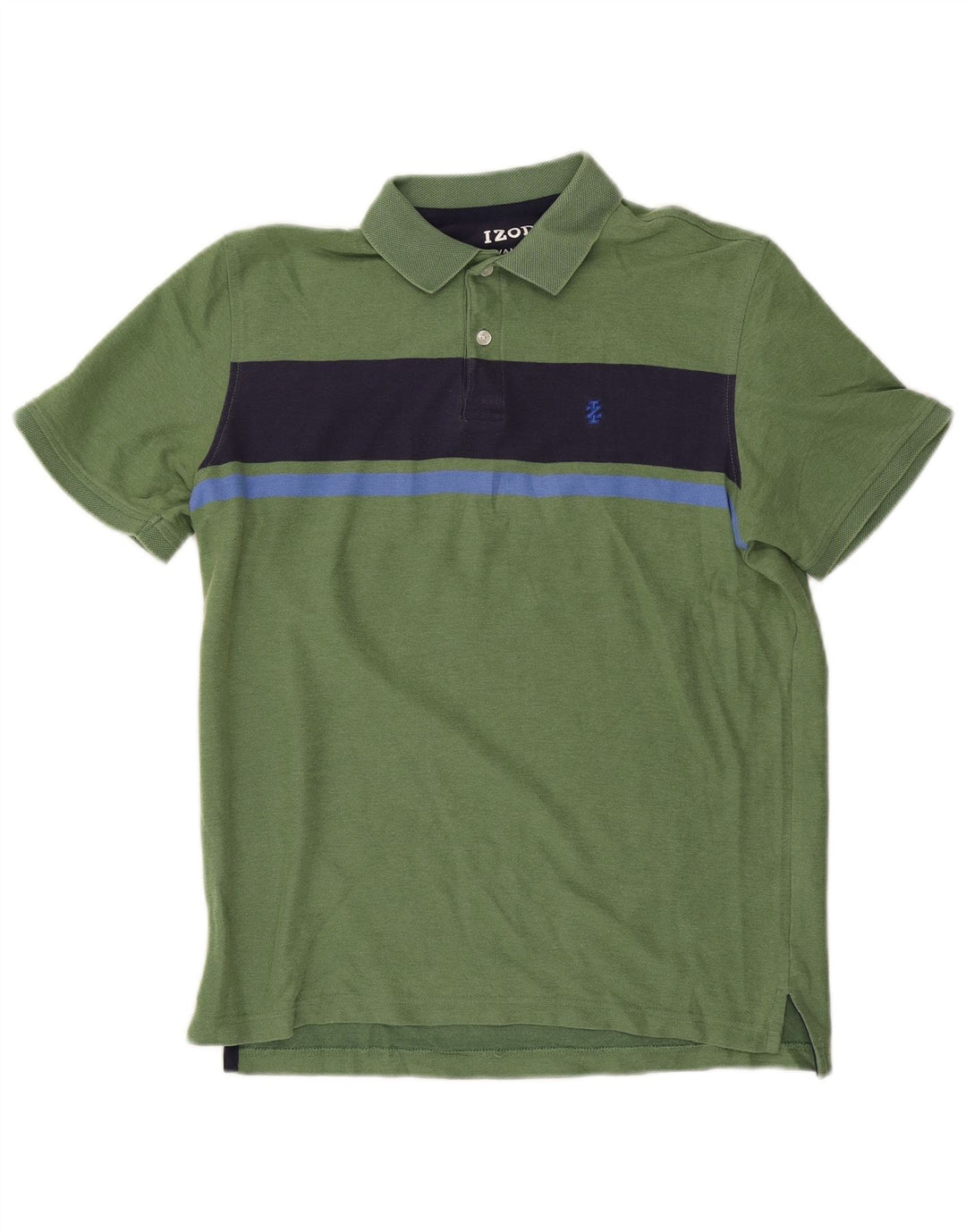 IZOD Herren-Poloshirt aus mittelgrüner Colourblock-Baumwolle