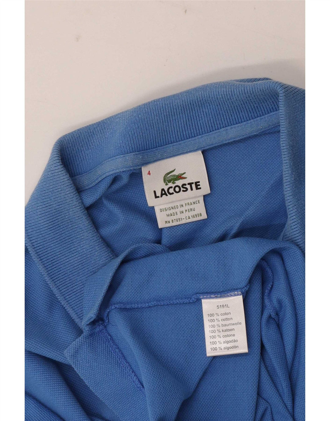 Lacoste Herren-Poloshirt, Größe 4, mittelblaue Baumwolle