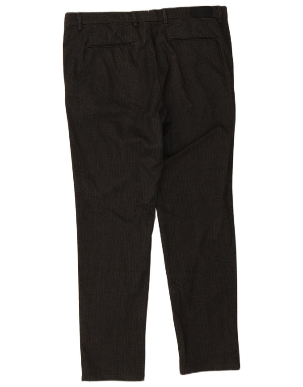 Trussardi Slim Chino-Hose für Herren, Größe 52, XL, B36, L31, graue Baumwolle mit Fischgrätenmuster