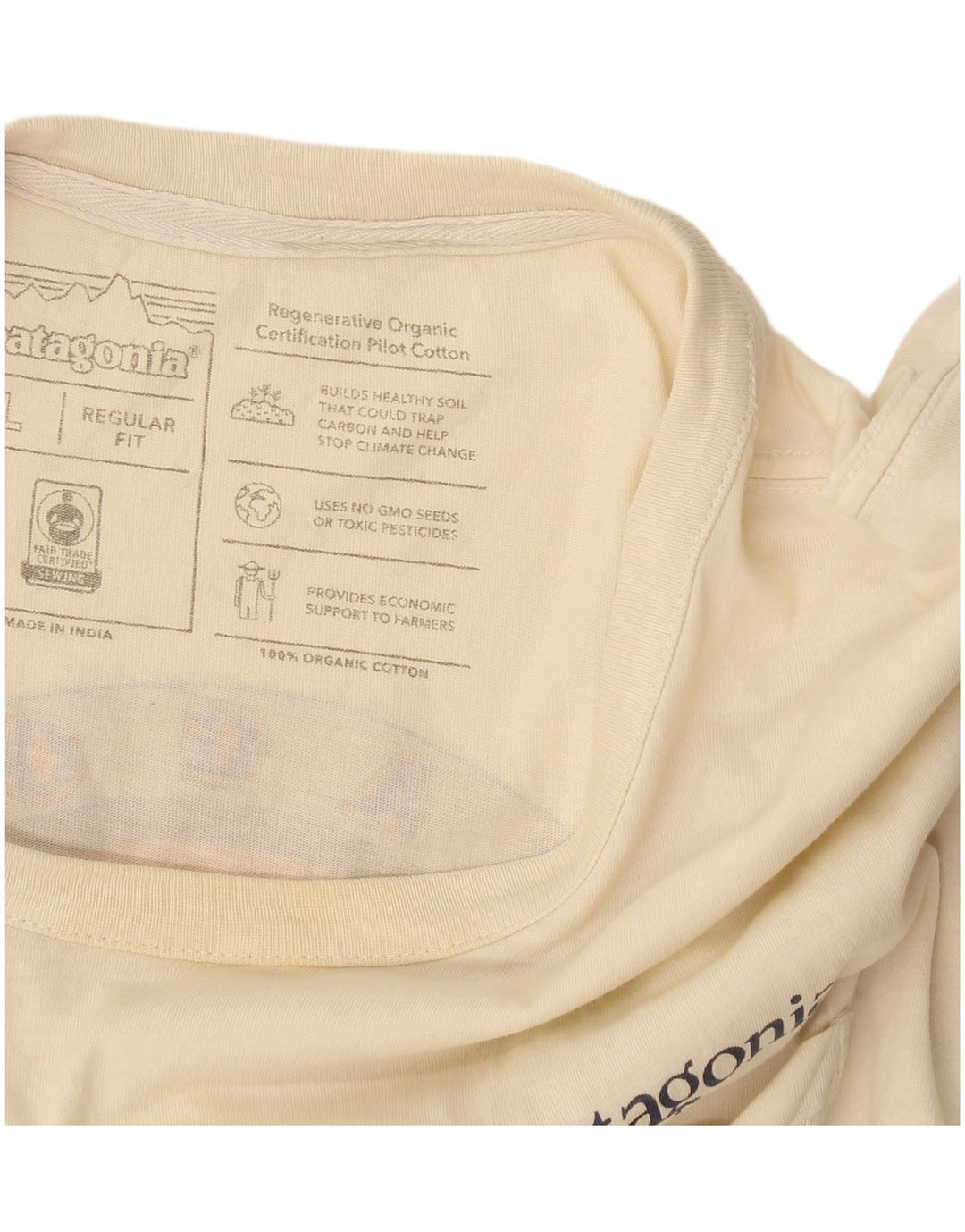 Patagonia Herren-T-Shirt mit normaler Passform, Grafik, Größe L, Beige