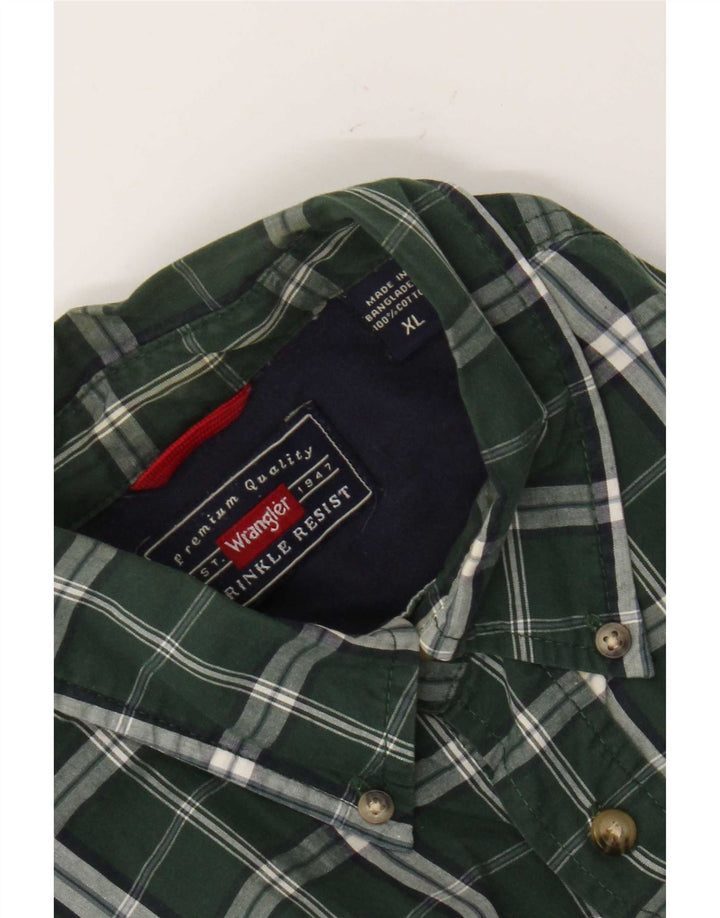 Wrangler Herren Kurzarmhemd XL grün kariert Baumwolle