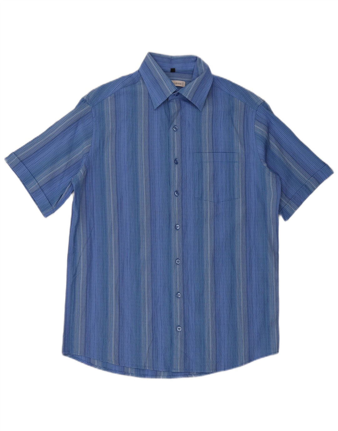 Angelo Litrico Herren-Kurzarmhemd, Größe 39/40, mittelblau gestreift
