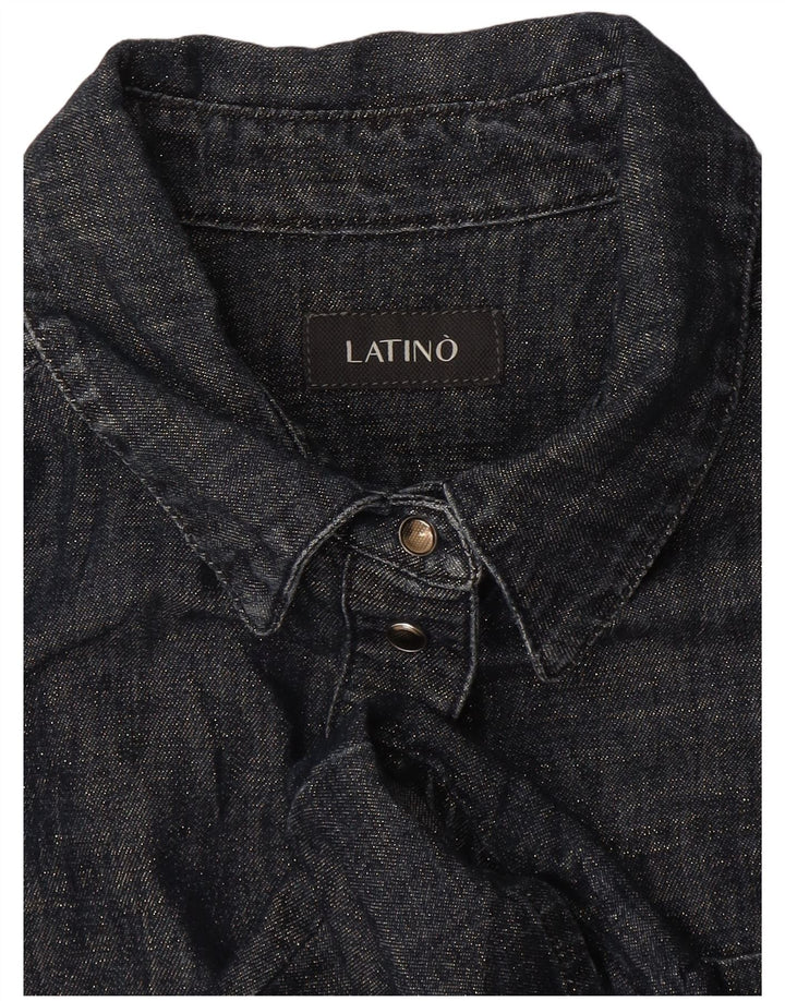 Vintage Damen Hemd UK 12 Medium Marineblau