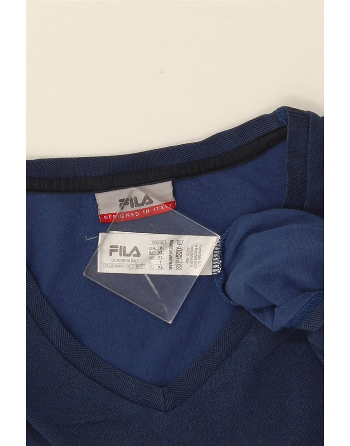 Fila Herren T-Shirt Top XL Blaue Fischgrätenbaumwolle