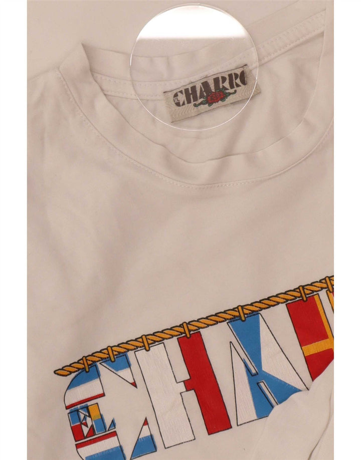 Charro Herren Grafik-T-Shirt-Oberteil Mittelweiß