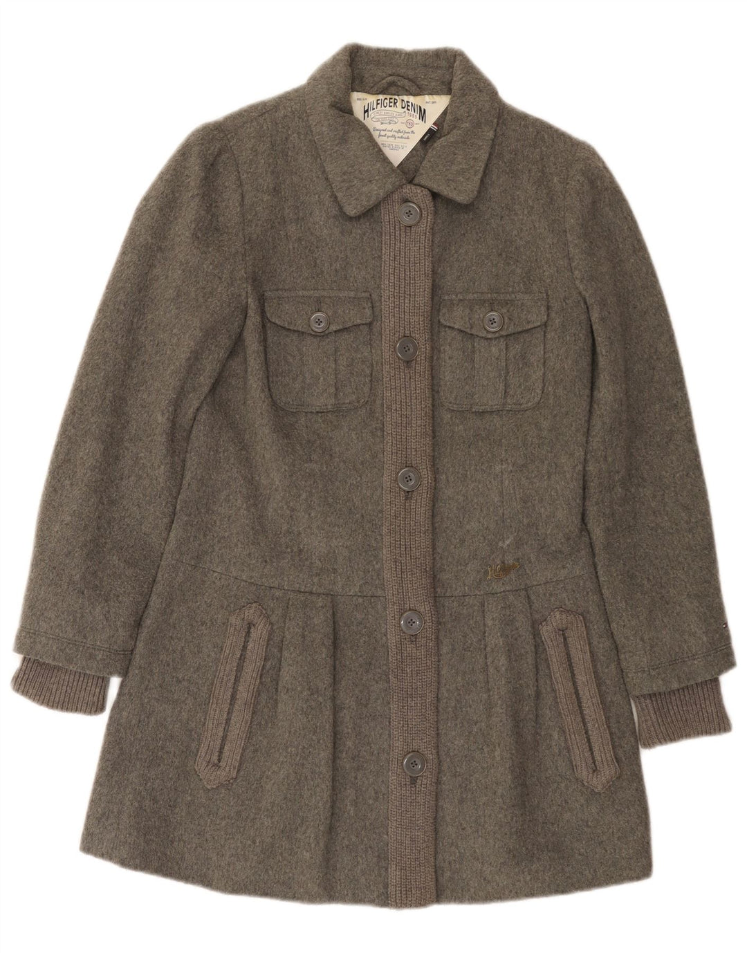 Tommy Hilfiger Damen Mantel UK 10 Small Graue Wolle