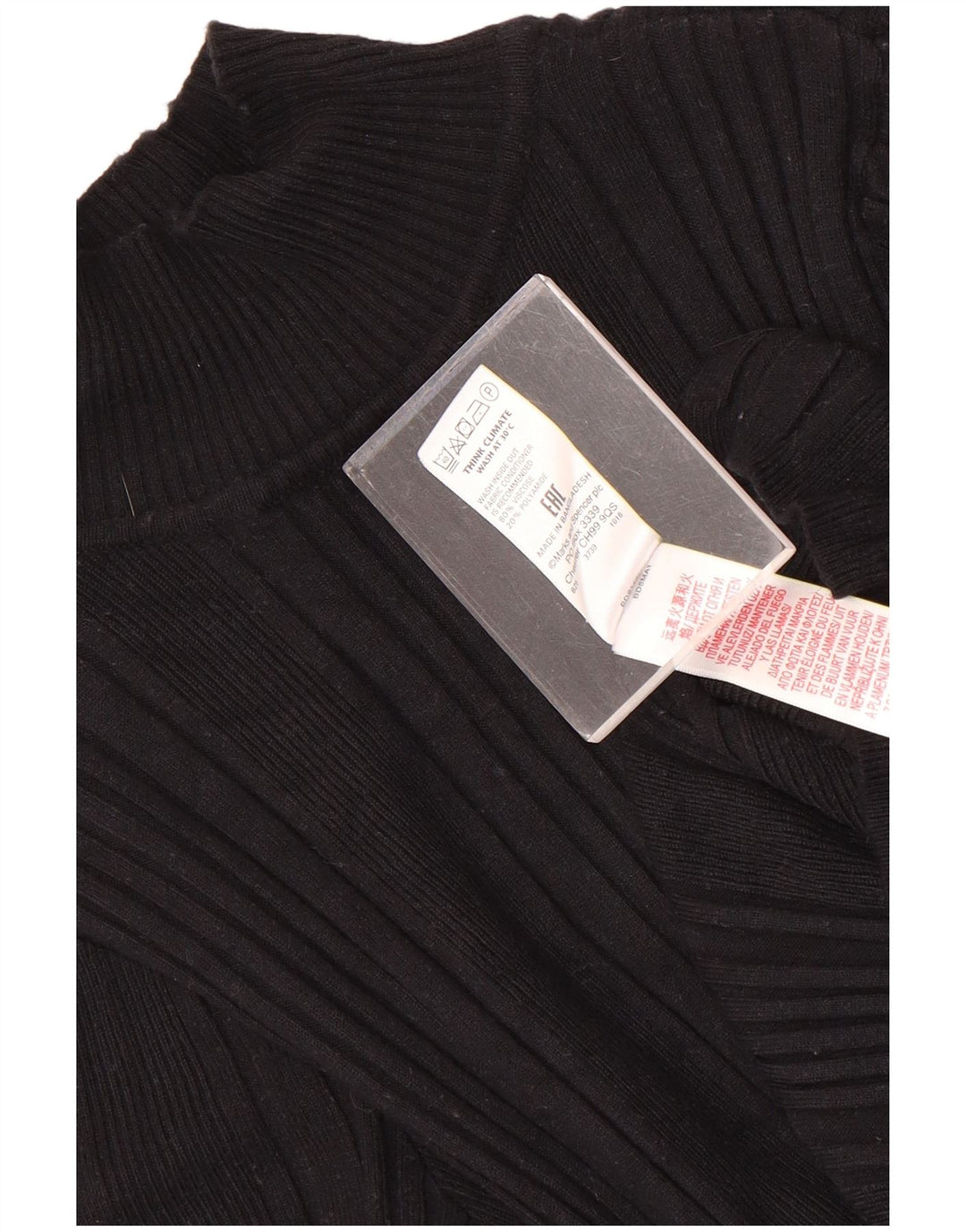 Marks & Spencer Damen Top Langarm UK 10 Small Schwarze Viskose