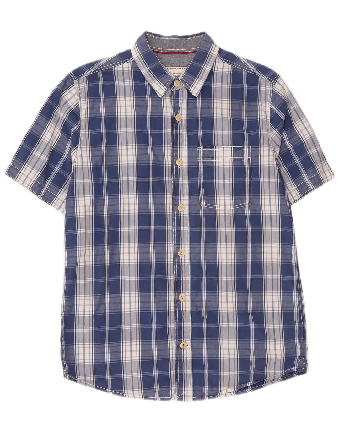 FAT FACE Mens Short Sleeve Shirt Small Blue Check Cotton