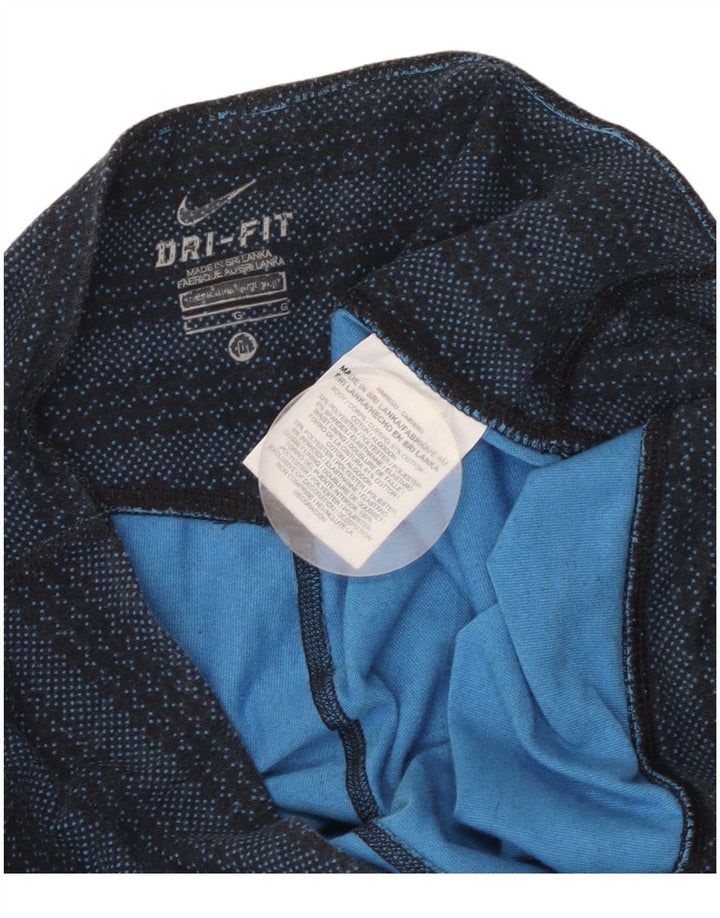 NIKE Womens Dri Fit Capri Leggings UK 14 Große marineblau gestreifte Baumwolle