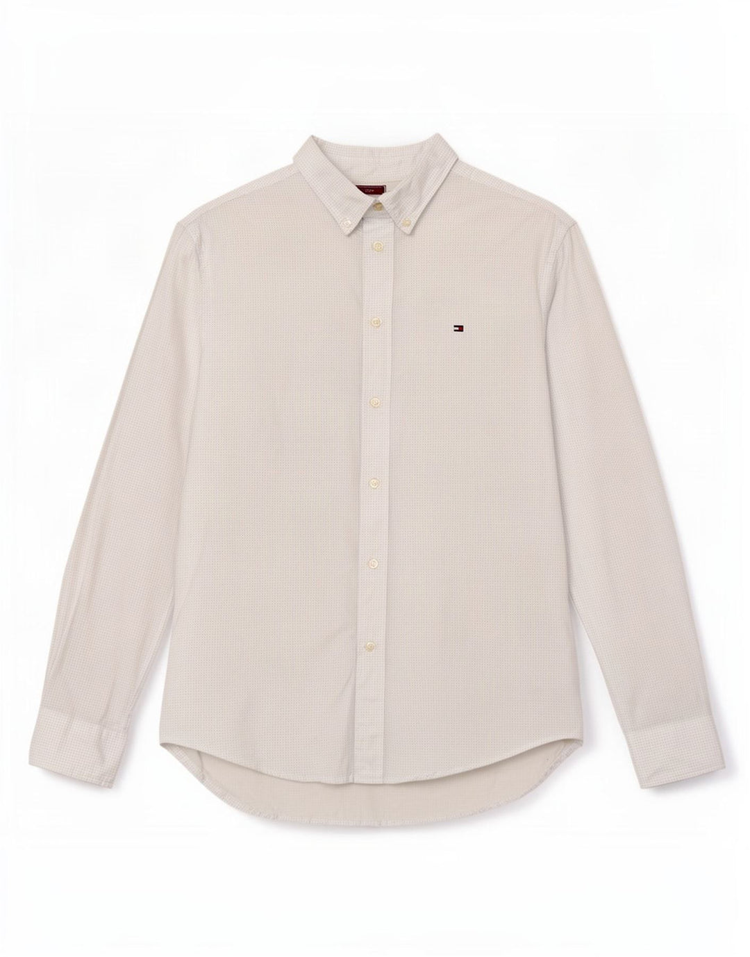 Tommy Hilfiger Herrenhemd aus mittelblau gepunkteter Baumwolle