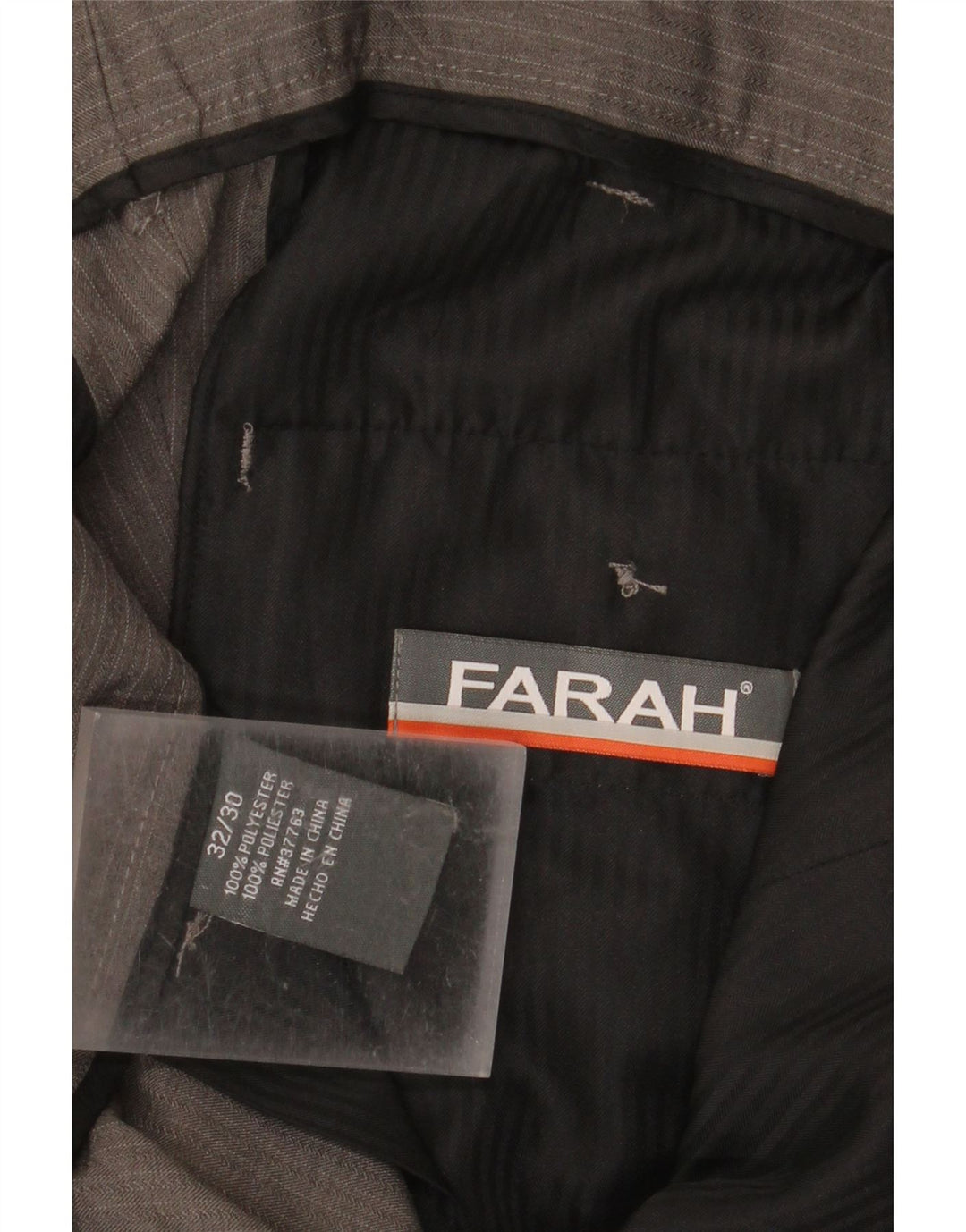 Farah Gerade geschnittene Herrenhose W32 L24 Graues Nadelstreifen-Polyester